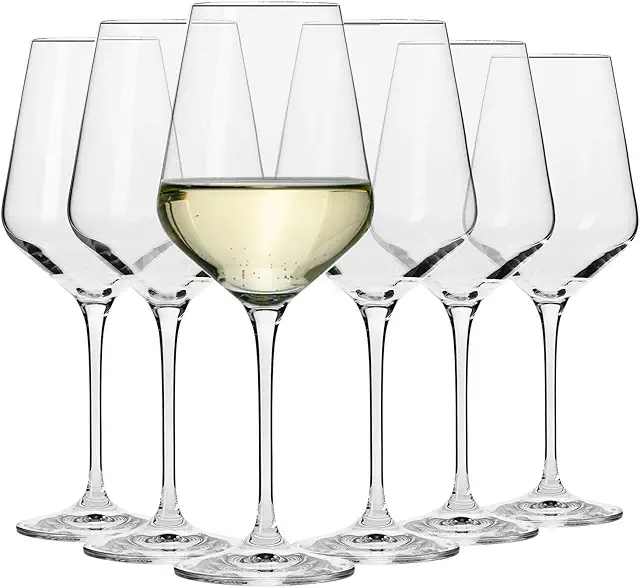 KROSNO Large White Wine Glasses Set of 6 | 390 ML | Dishwasher Safe