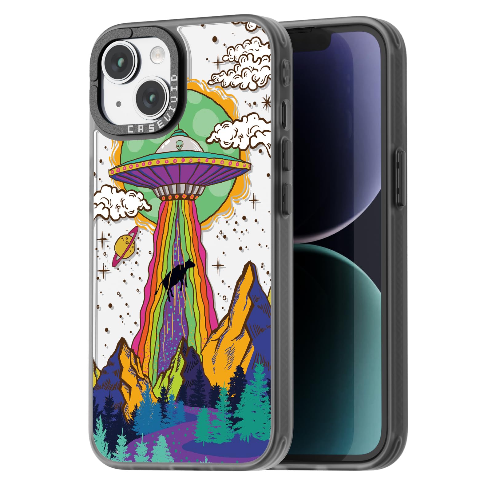 Coque iPhone 14 antichoc silicone souple noir avec bijoux de téléphone - 8