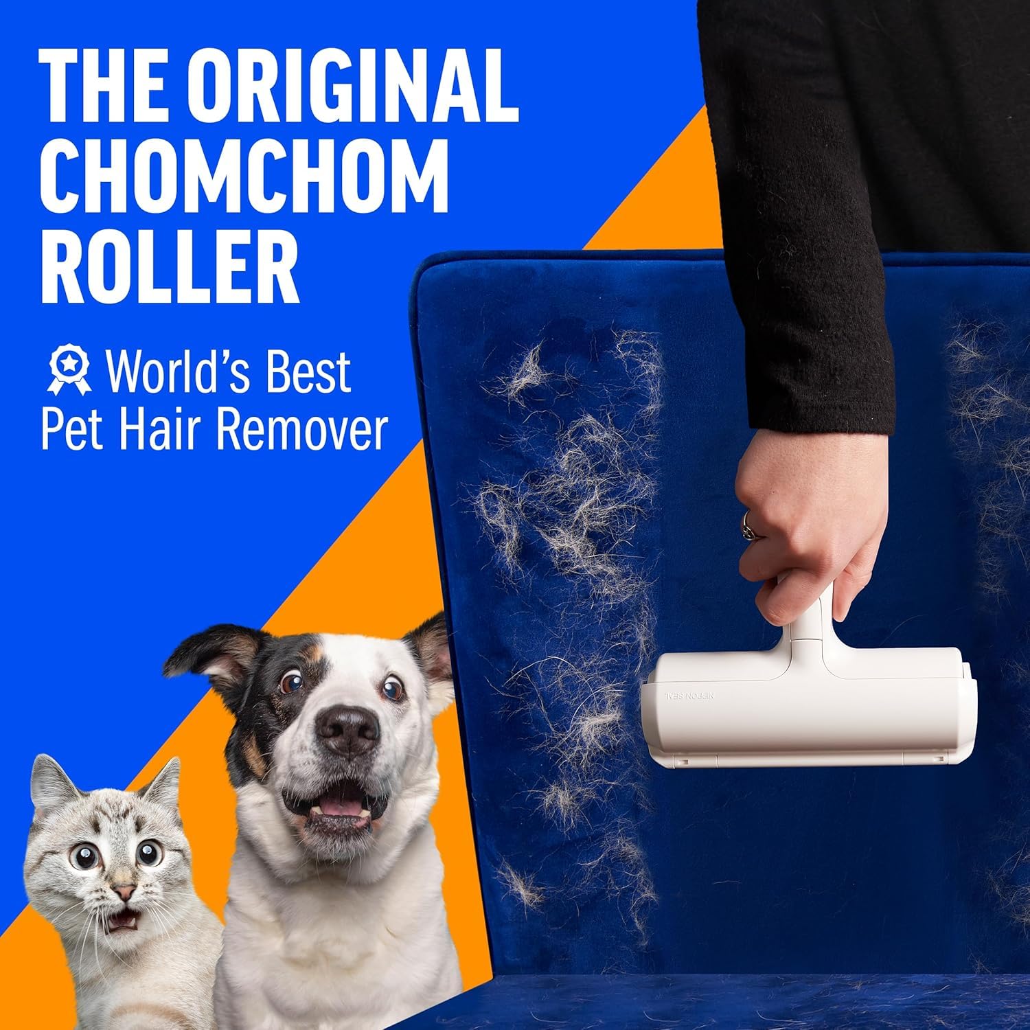 Portable Pet Hair Remover Roller for Dogs & Cats – Reusable Fur Remover Brush for Furniture, Bedding Clothing, Car Seats | Easy-to-Clean, Eco-Friendly, No Sticky Tapes Needed (Roller) 1