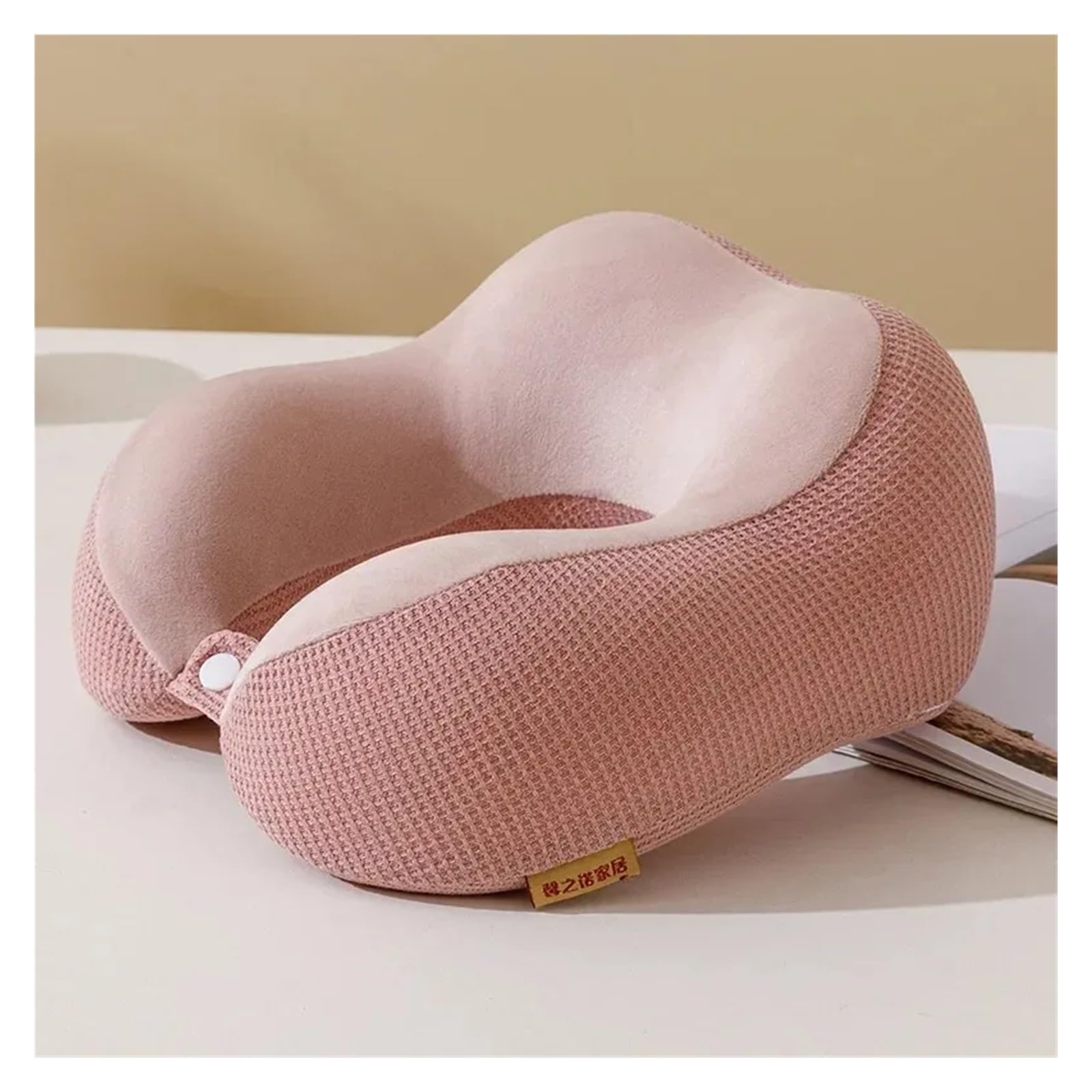 Almohada Viaje Almohada de Espuma viscoelástica Rebote Lento for el Almuerzo, Cuello, Viaje, Almohada Malla for, for Coche(Pink)