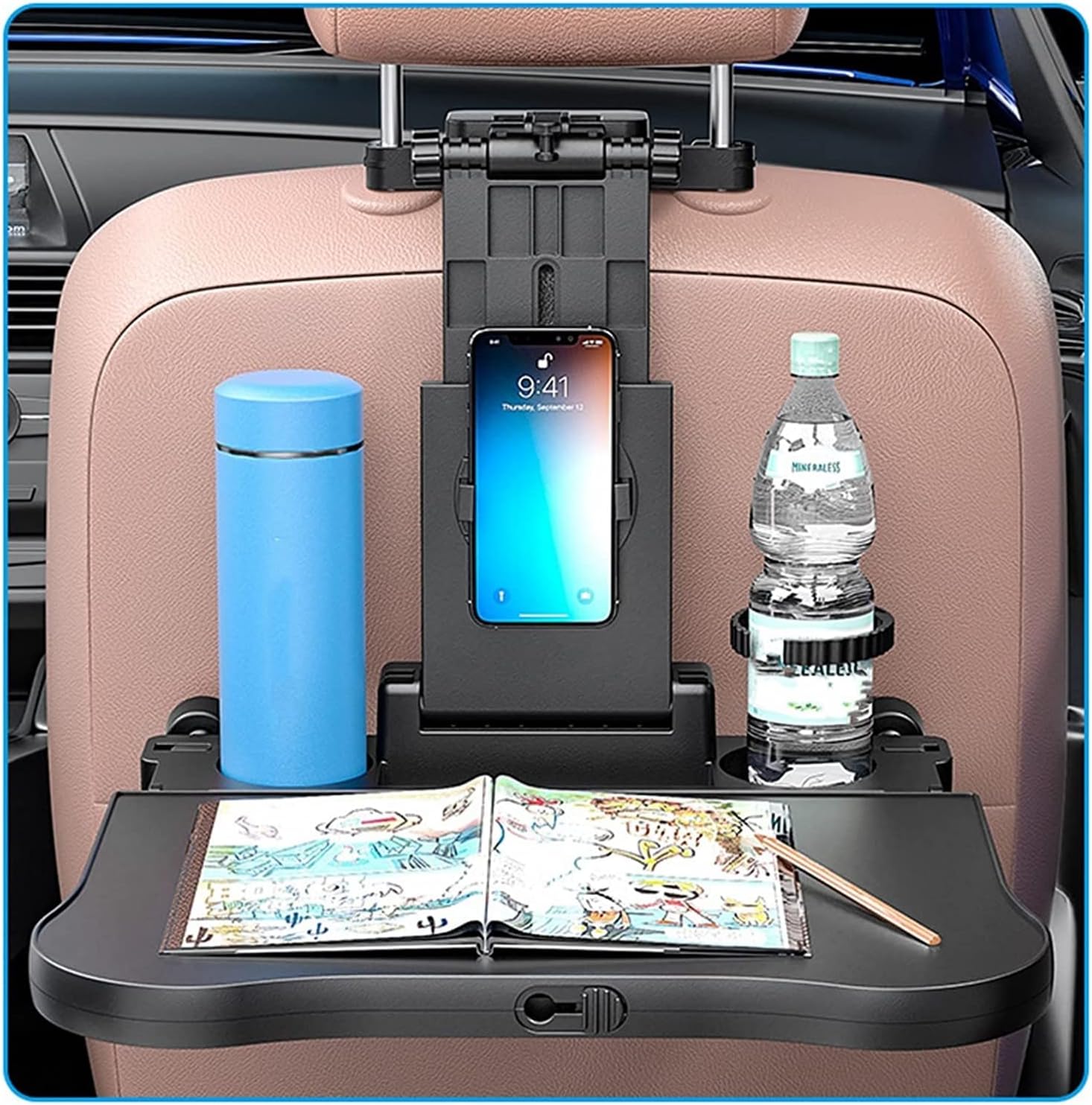 Steering Wheel Tray Car Steering Wheel Desk Table Tray Backseat Organizer with Folable Table Tray Multifunctional Car Desk for Vehicle Driver Traveler Oraganizer Working image 2