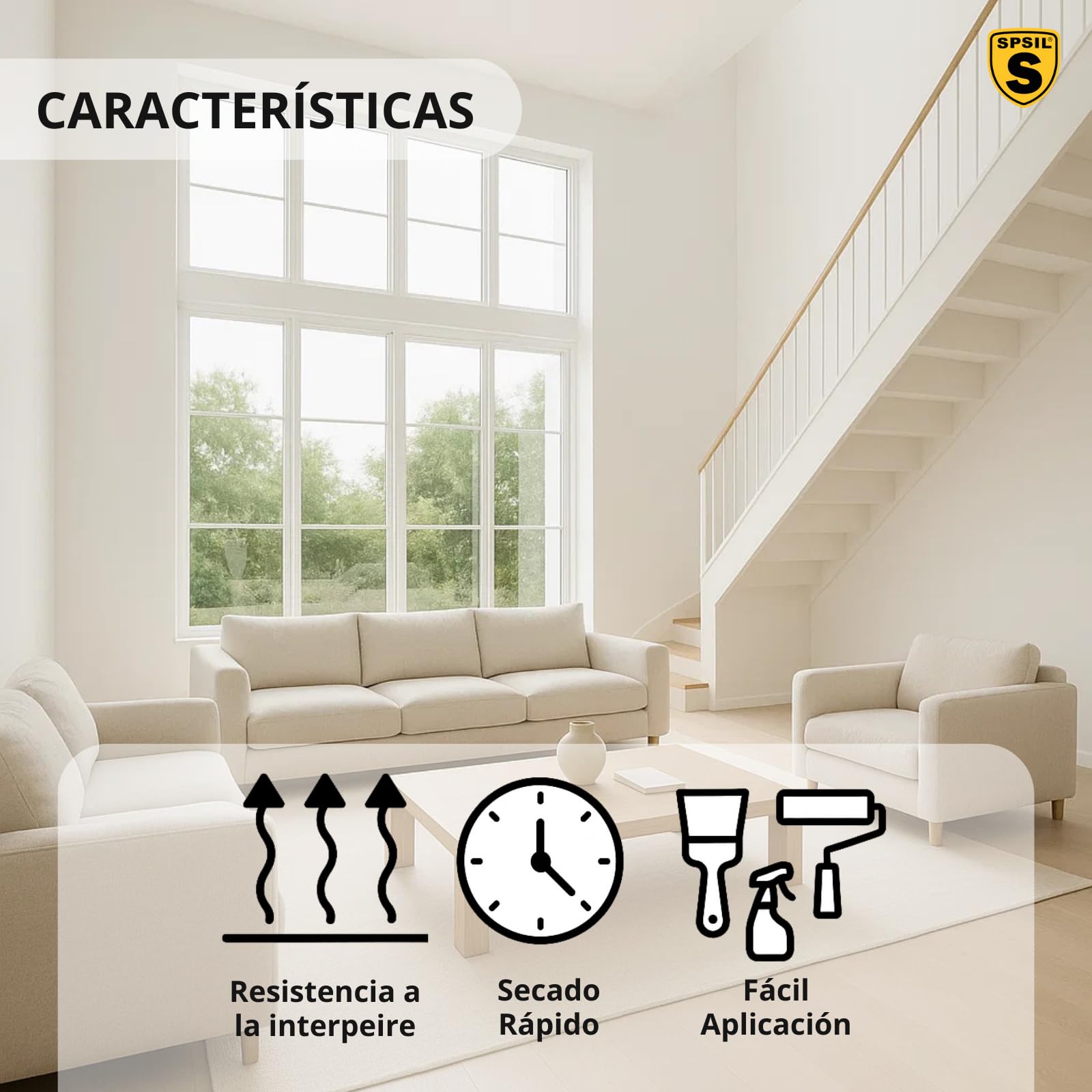 SPSIL Pintura Plática Interior - Exterior Blanco Mate PREMIUM - Resistente a la Intemperie - Para Paredes, Techos, Fachadas, Balcones - Transpirable, Secado Rápido (5 L/23 L) (23 L)