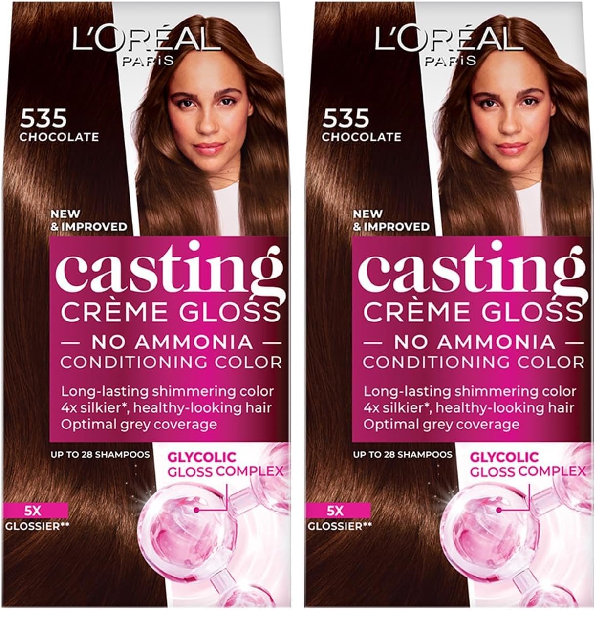 L'Oréal Paris Semi-Permanent Hair Colour, Ammonia-Free Formula & Honey-Infused Conditioner, Glossy Finish, Casting Crème Gloss, 535 Chocolate, 87.5g+72ml (Pack of 2)-picture-22
