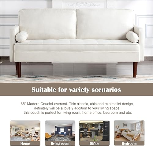 Miniatura 6 de Sofá biplaza de terciopelo, muebles pequeños modernos de mediados de siglo, cómodo sofá para sala de estar, sofá tapizado de 2 plazas para