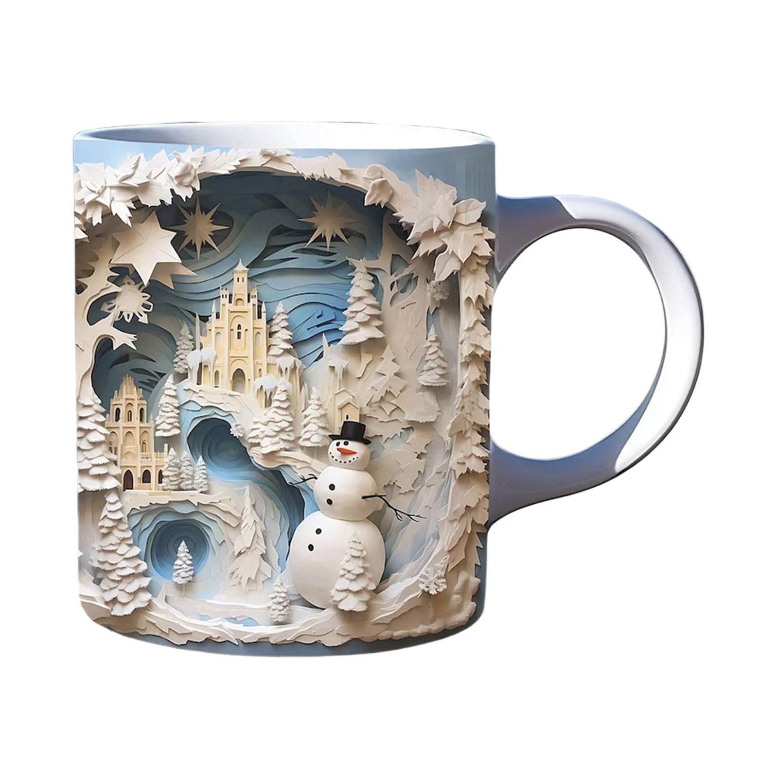 Xjdzineq Snowman Decorated Ceramic Mugs 350ml Dishwasher Safe Perfect for Teas Coffee Cocoas Snowman Christmas Ceramic Mugs