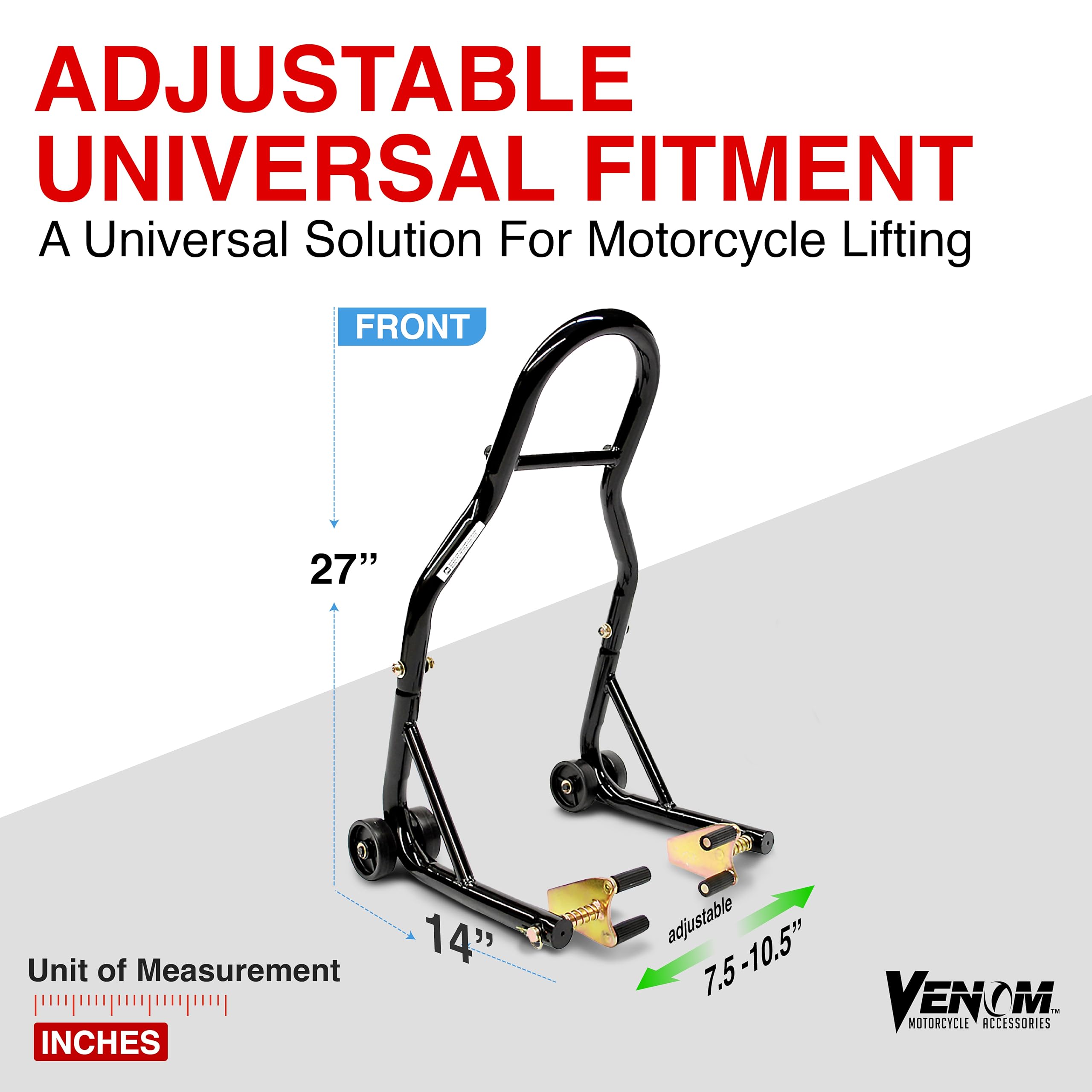 Venom Motorcycle Front & Rear Lift Stand Combo – Adjustable Spool Stand For Ducati 999/R/S 2005-2006, Heavy Duty Steel