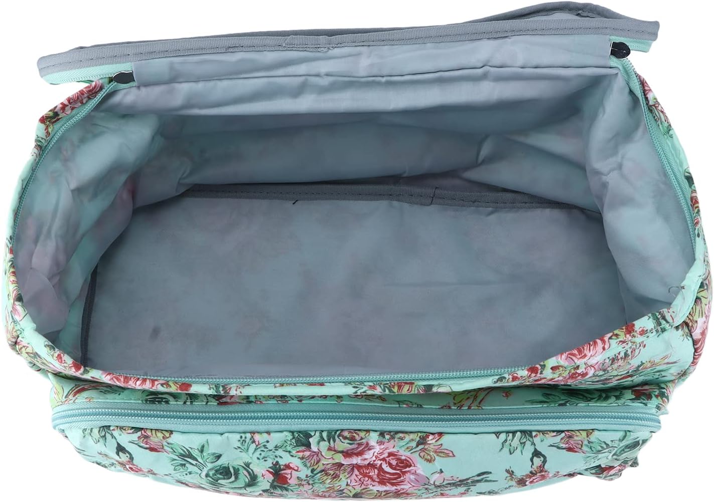 Knitting Bag with Green Print Pattern, Crochet Hook Organizer Case, Lightweight 600D Oxford Cloth Storage for Knitting Needles and Accessories, Portable DIY Craft Bag for