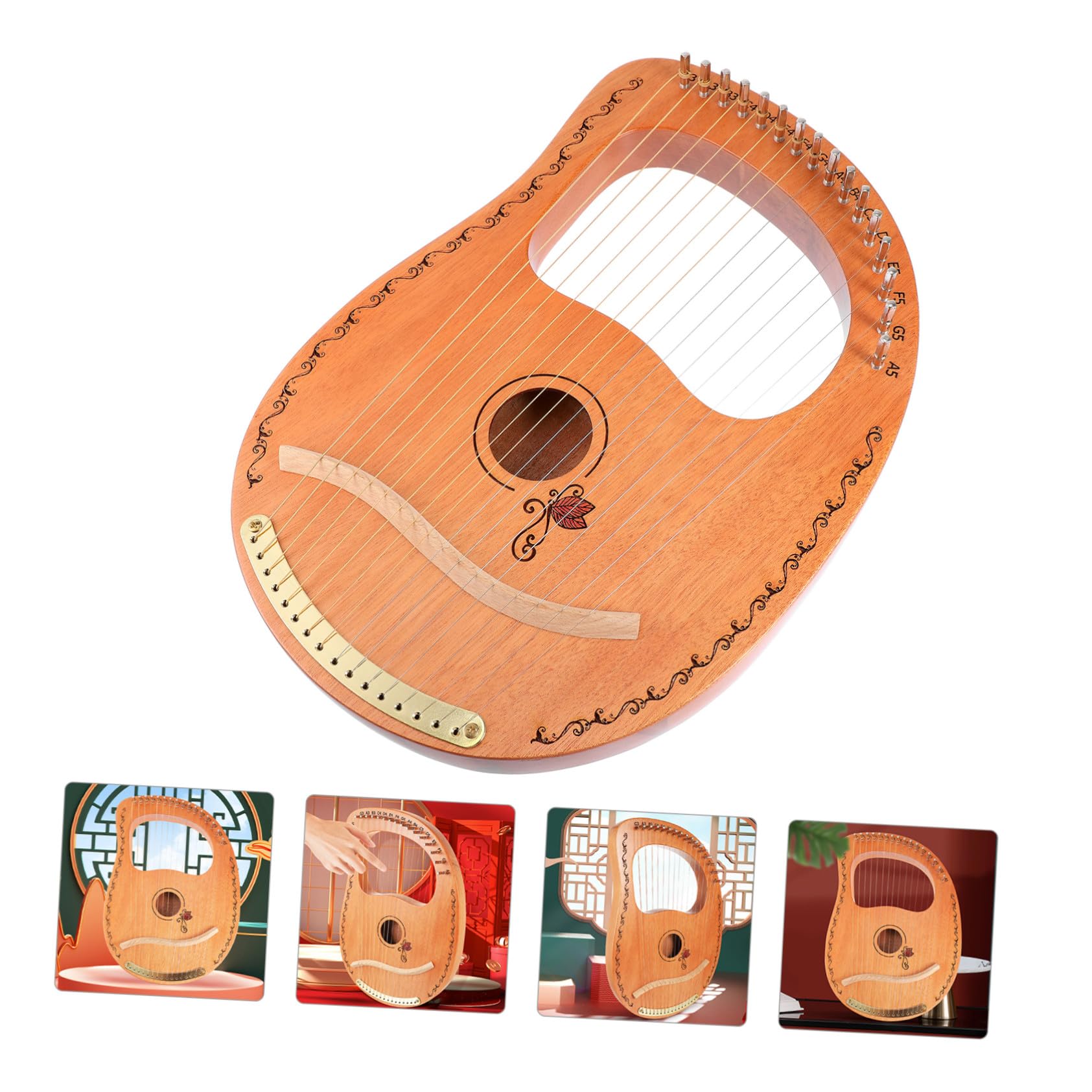 Zarte Lyra Harfe mit Glatter Oberfläche und für Harfe Musikliebhaber Anfänger Musikinstrument 16-saitige Tragbarem Design