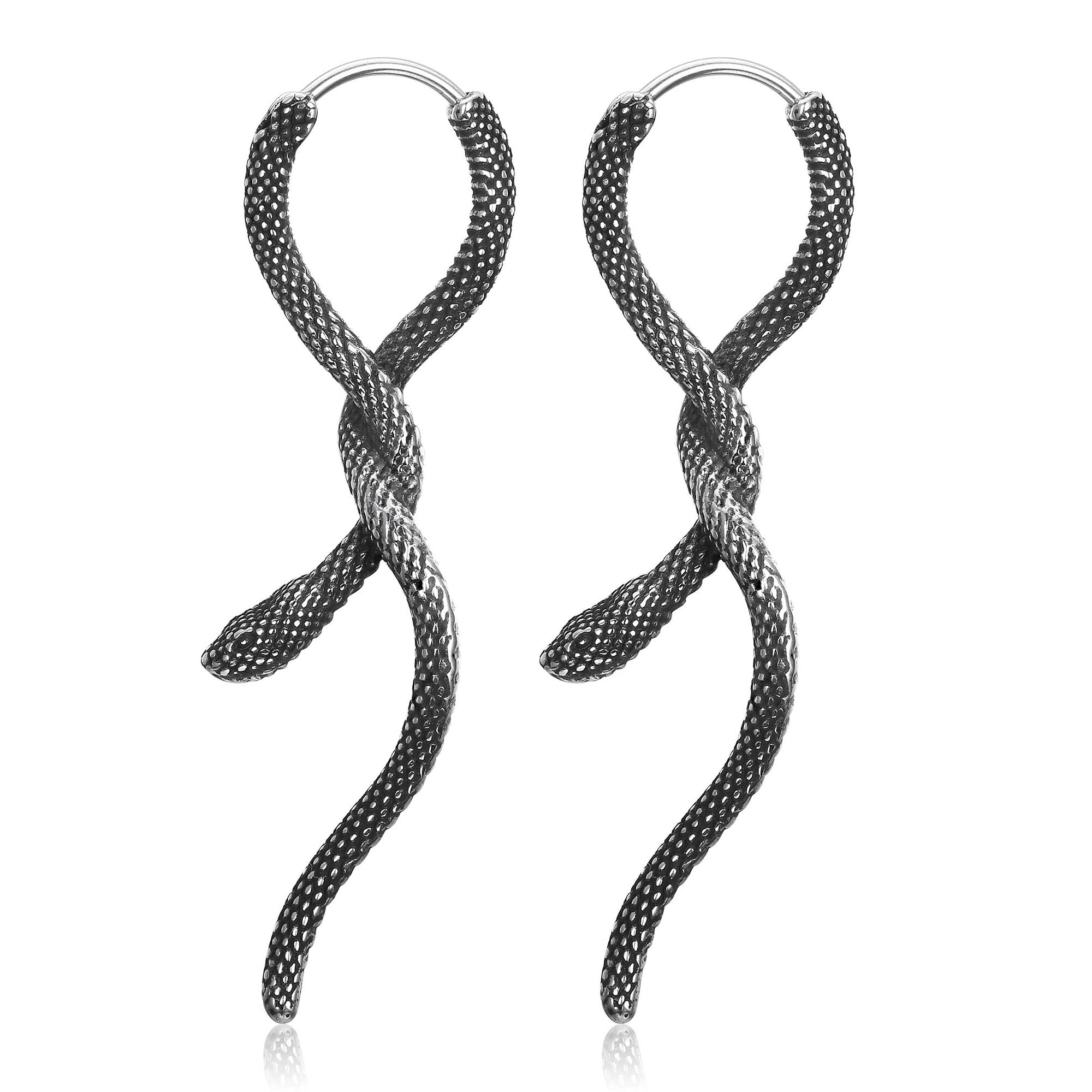 GTHIC Orecchini a forma di serpente gotico in acciaio inossidabile per uomo Donna Gioielli con orecchini pendenti a cerchio con serpente animale punk
