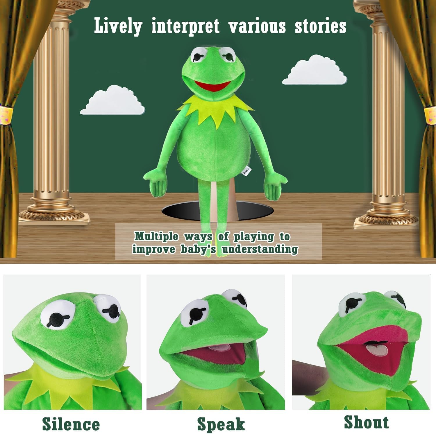Kermit Frog Puppet, The Muppets Show, Soft Hand Frog Stuffed Plush Toy,Birthday Gift Ideas for Boys and Girls- 24 Inches