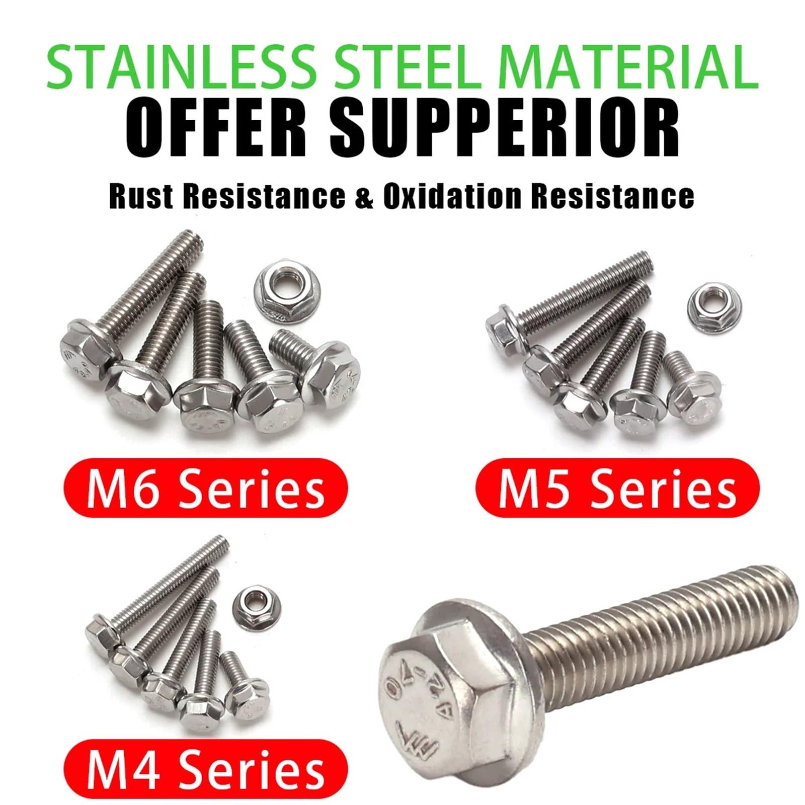Kit de pernos y tuercas brida, hexagonales métricas acero inoxidable, M5 M6 M8, incluye 14 tamaños comunes, juego completo roscas, 186 Uds para Electrónica