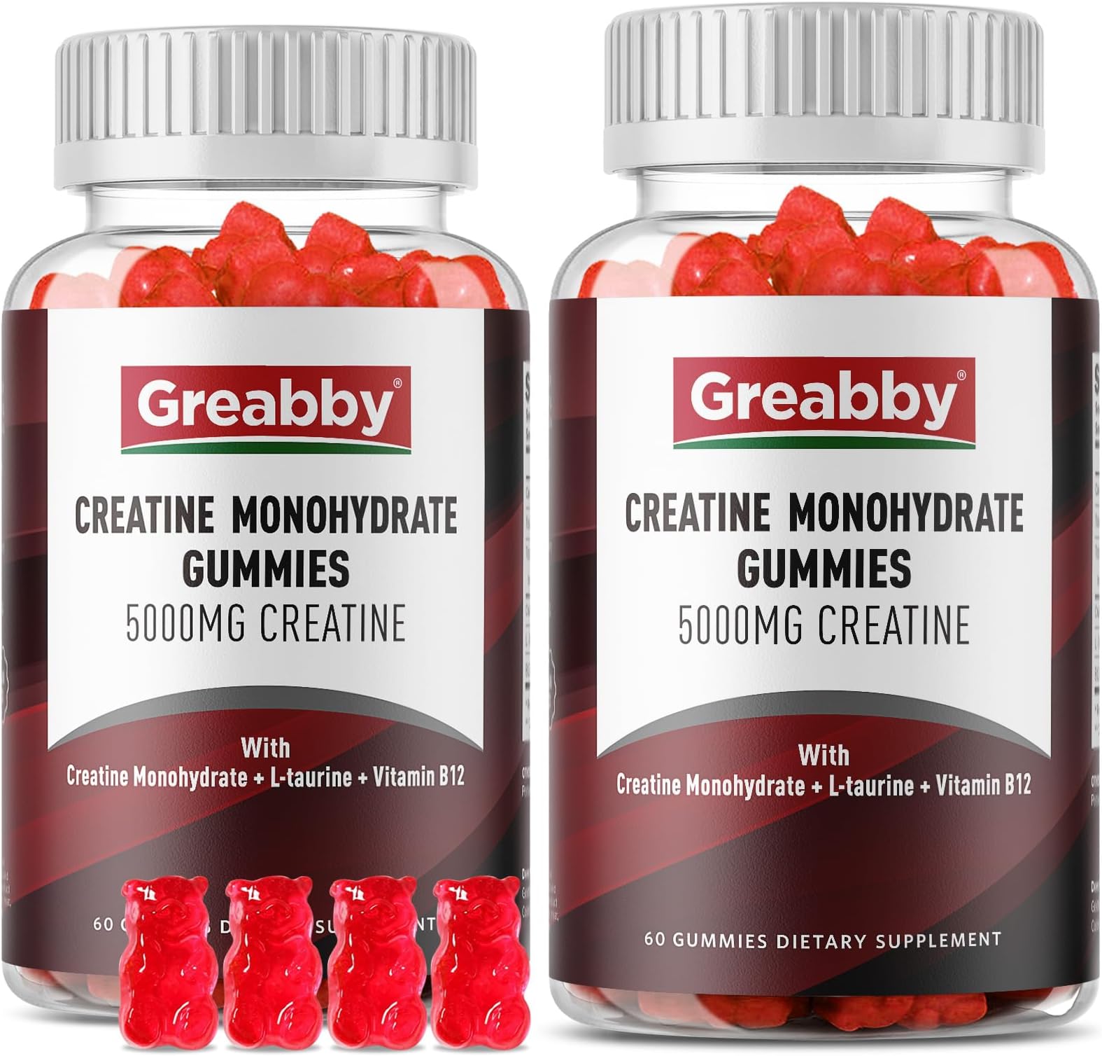 Creatine Monohydrate Gummies - 5g Creatine Monohydrate with L-Taurine, B12, Mixed Berry Flavor, 120 Count
