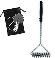 Vista 7 de Outset Limpieza de parrilla, raspador universal para parrilla, acero inoxidable con bolsa de almacenamiento