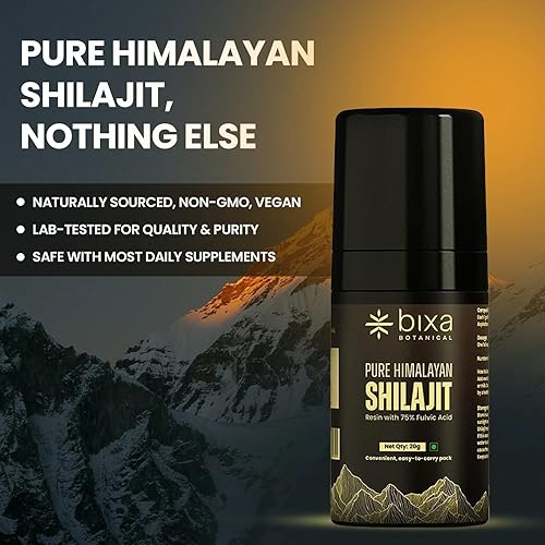 Miniatura 5 de bixa BOTANICAL Shilajit para hombres, resina pura del Himalaya con 75% de ácido fúlvico, apoya la energía, la resistencia y la salud muscular,