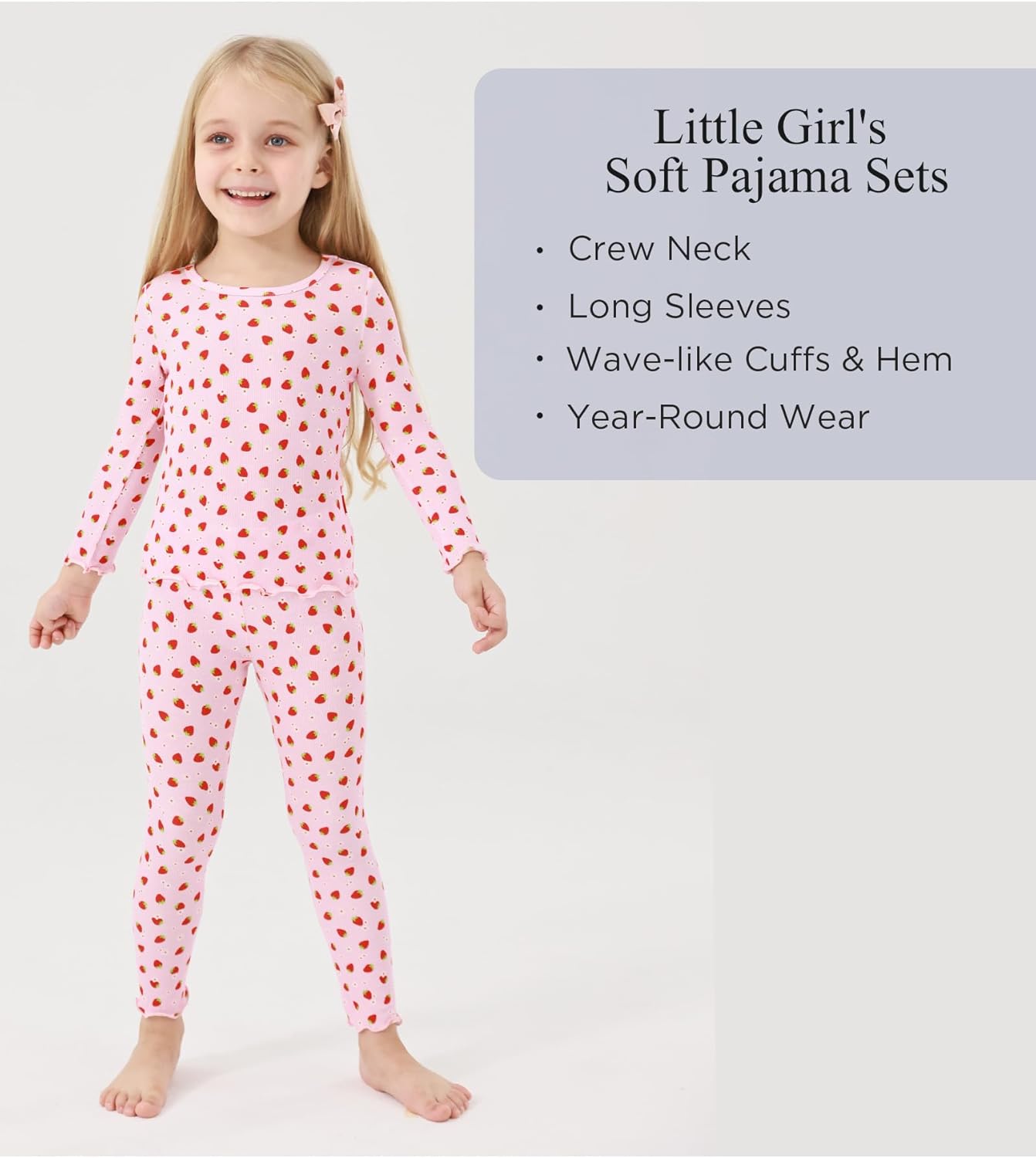 Bamboo Viscose Girls' Sleepwear Toddler Long Sleeve 2 Pieces Girls' Pajama Sets - Image 2