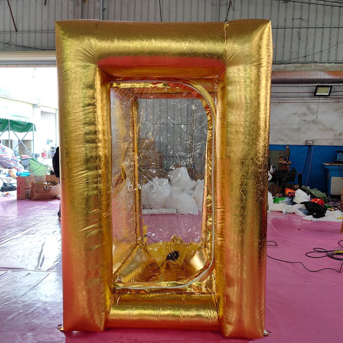 Golden Inflatable Cash Cube Machine Booth for Promotion Events (NO BLOWERS Included)