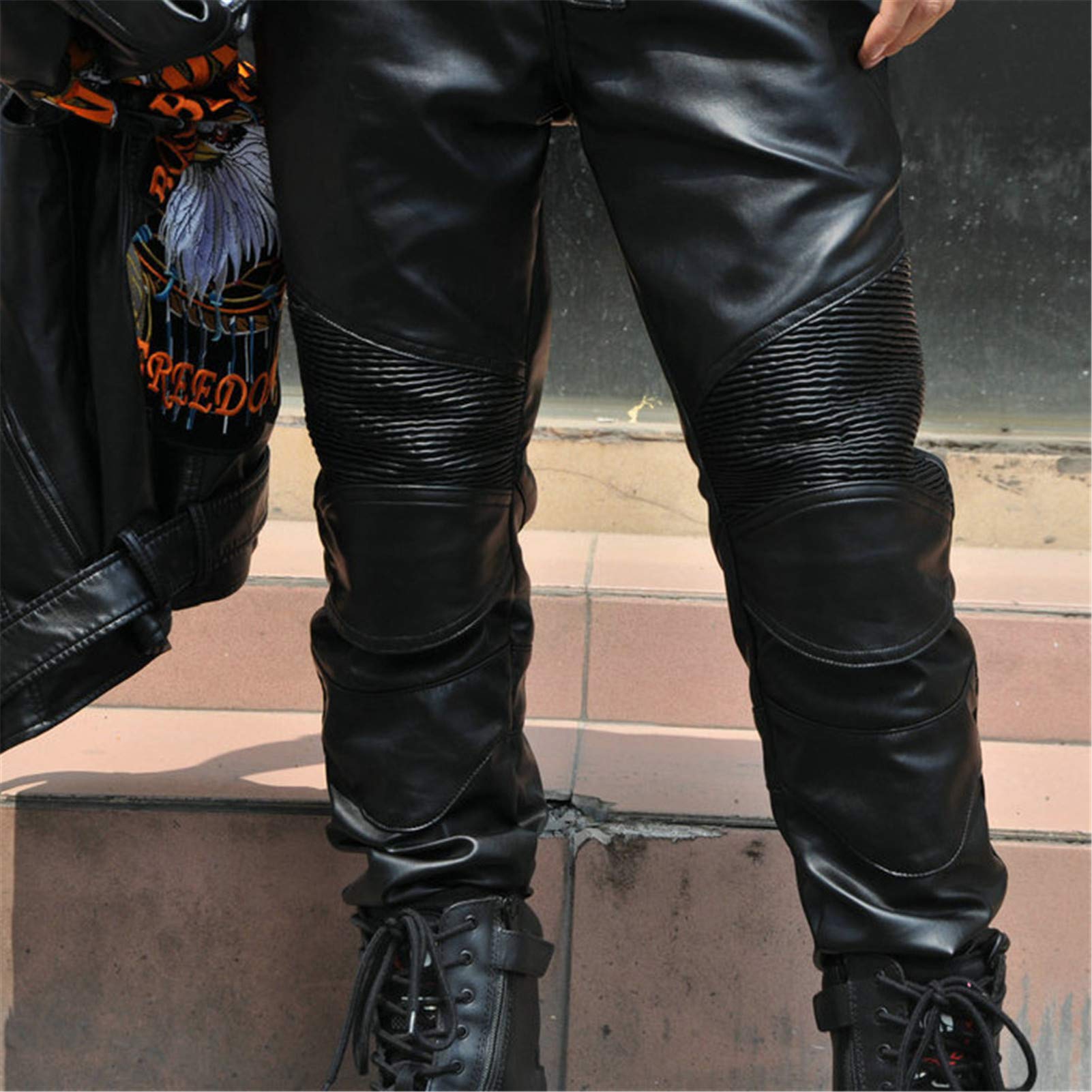BEDSETS Pantaloni Da Moto Protettivi In ??pelle Elasticizzata, Pantaloni Da Moto Dritti Impermeabili E Antivento, Pantaloni Antistatici E Antigoccia (Black,M)