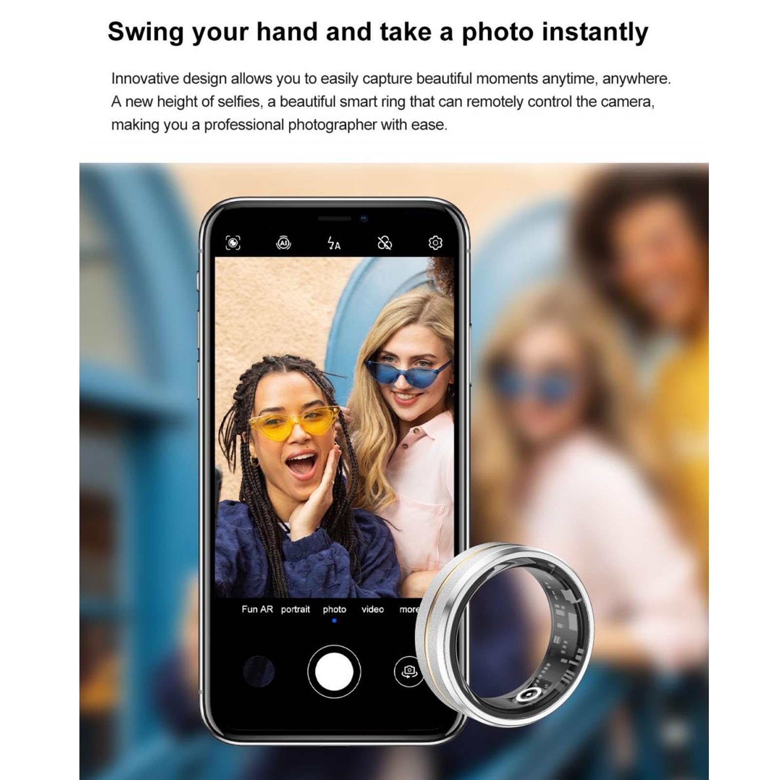 Smart Ring Health Tracker, Rilevatore di Sonno Fitness Indossabile per Uomini e Donne, Supporta 6-7 Giorni di Durata della Batteria, Impermeabile IP68, (Misura 11 20,7 mm/0,8