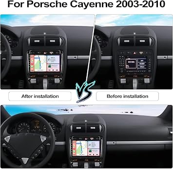 Double Din Car Stereo Upgrade for Porsche Cayenne 2002-2010, 9' IPS Touch Screen Android 13 with Wireless Carplay Android Auto Double Din Car Radio Head Unit Bluetooth GPS RDS RCA FM DSP Backup Camera