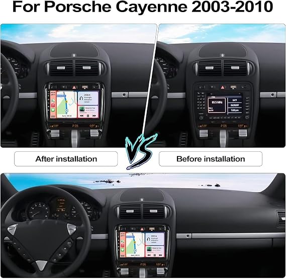 Double Din Car Stereo Upgrade for Porsche Cayenne 2002-2010, 9' IPS Touch Screen Android 13 with Wireless Carplay Android Auto Double Din Car Radio Head Unit Bluetooth GPS RDS RCA FM DSP Backup Camera