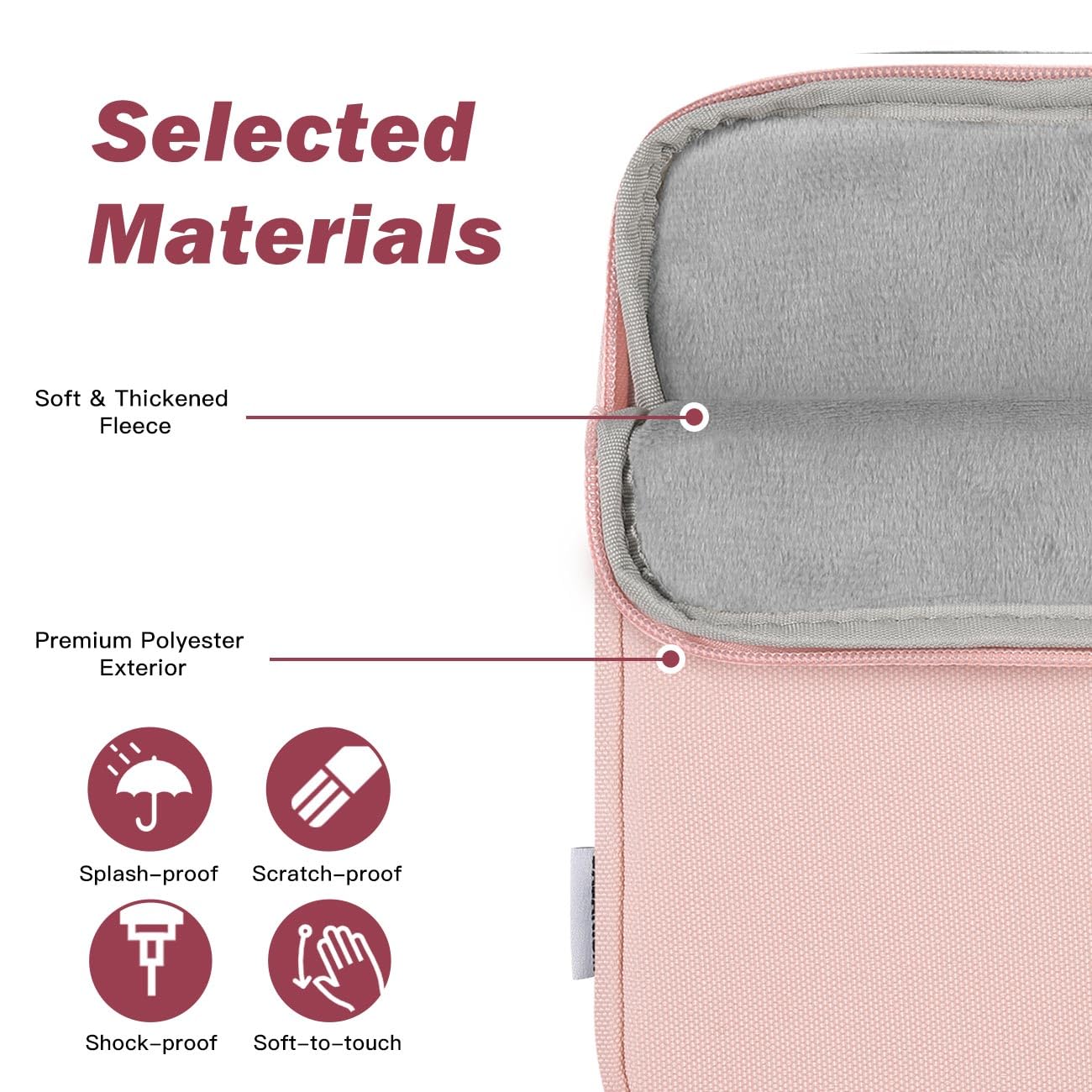 Dadanism Housse Protectrice IPad Mini 7/6 Et Tablettes 8-9 Pouces - Rose, Imperméable Et Anti-Rayures