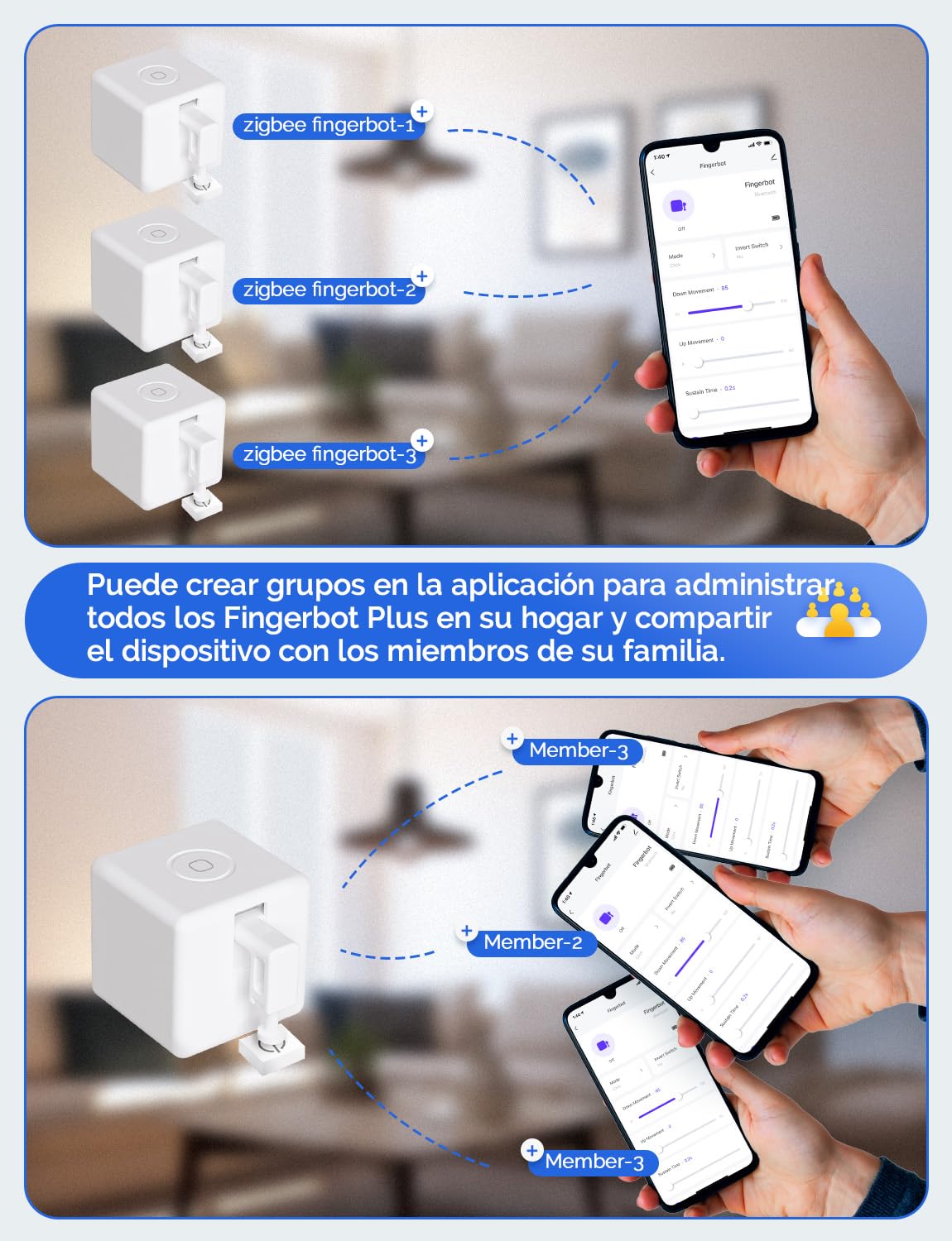 MOES Zigbee Fingerbot Plus Smart Switch Botón de palanca inteligente actualizado con control táctil, compatible con Tuya/Smart Life APP, Alexa/Google Home y Temporizador requiere MOES Zigbee HUB