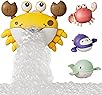 Jouets de Bain avec Musique, Machine à Bulles de Bain de Crabe pour Bébé avec 3 Jouets de Natation pour Tout Petits à...