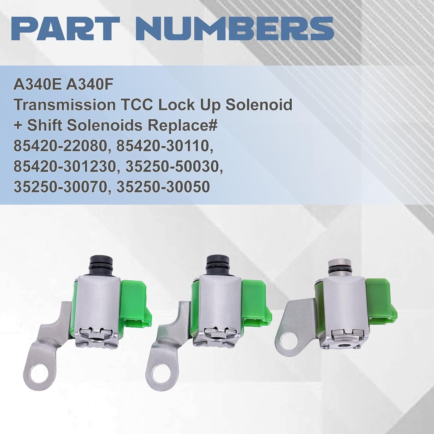 3Pcs A340 AW4 Transmission TCC Lock Up Shift Solenoids, Fit for Tacoma