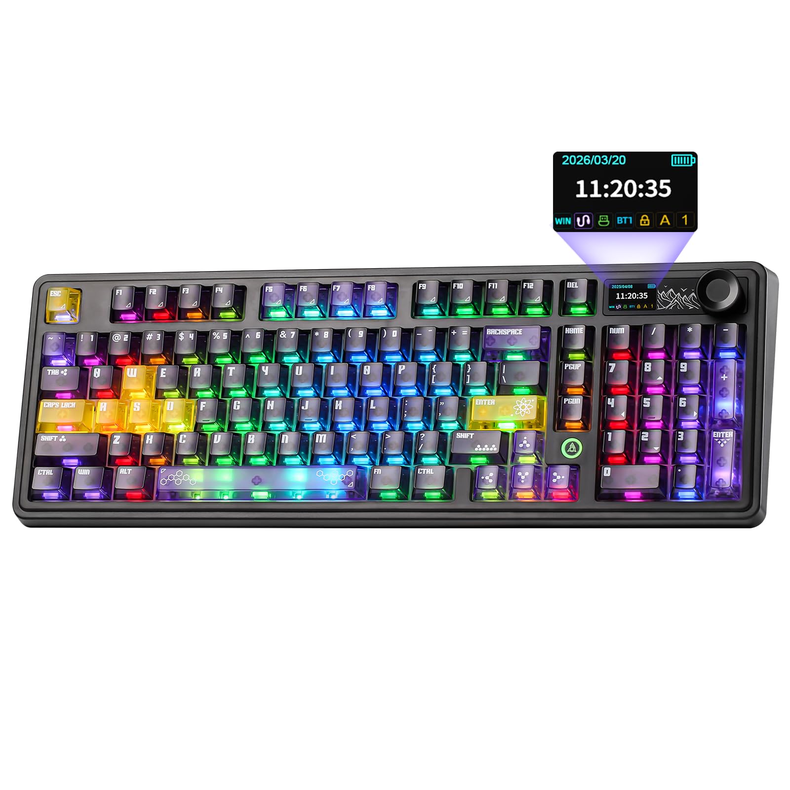 AJAZZ AK980 Pro Dual 8K Wireless Gaming Keyboard(Purple,Lychee Switch)