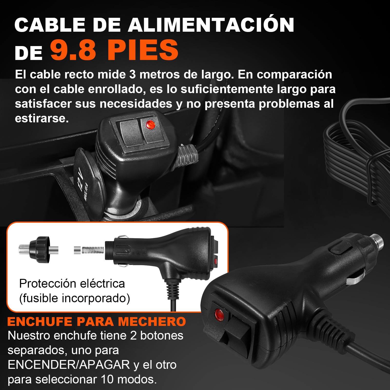 antom Luz de Emergencia 2 Piezas, 9-60V Luz LED Amarilla con Cable de 3 Metros y Doble Interruptor para Carretillas Elevadoras, Tractores, Remolques, UTV, SUV - Ideal para Obras y Tráfico