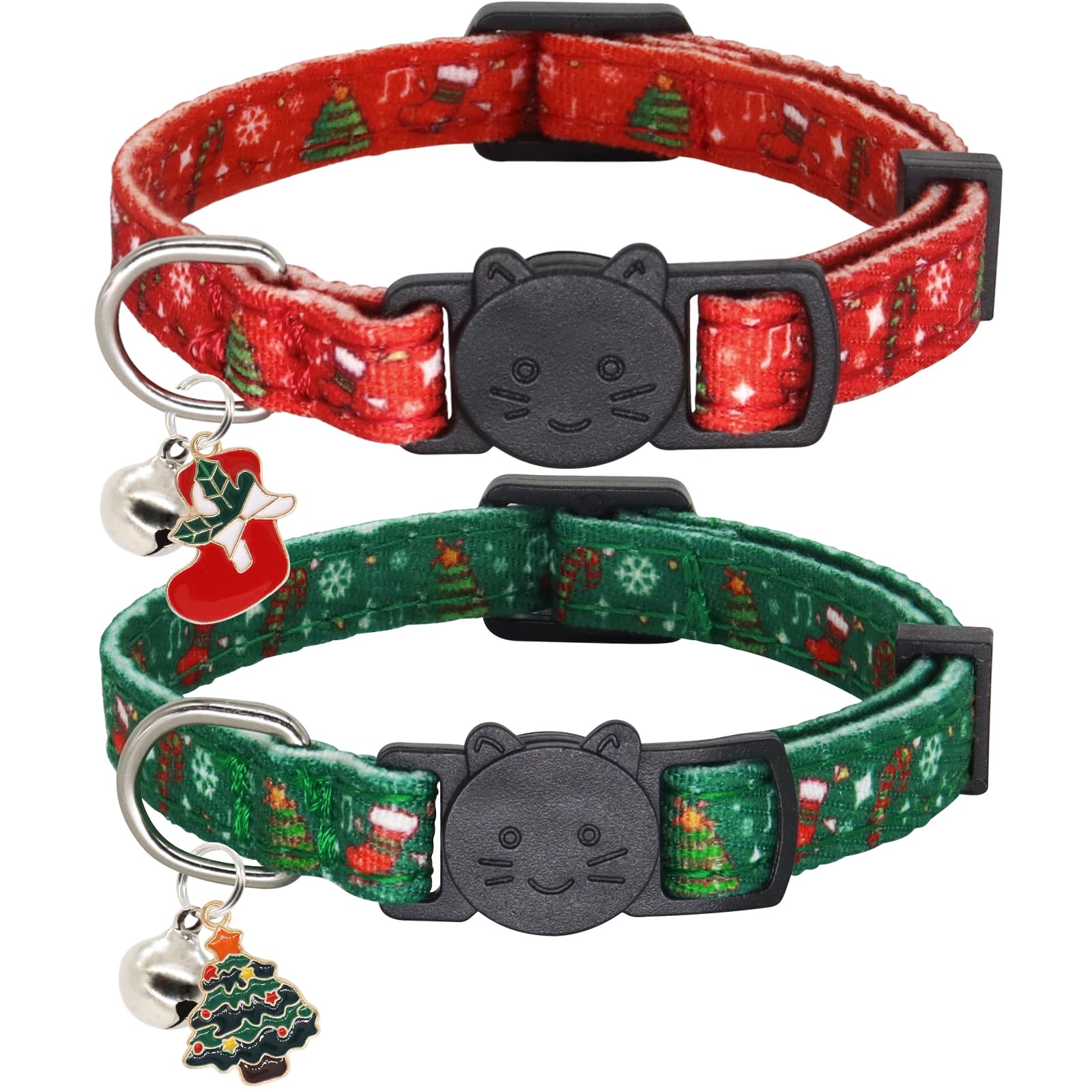 Collares de gato con campanas y cierre separable antipánico para seguridad en Navidad