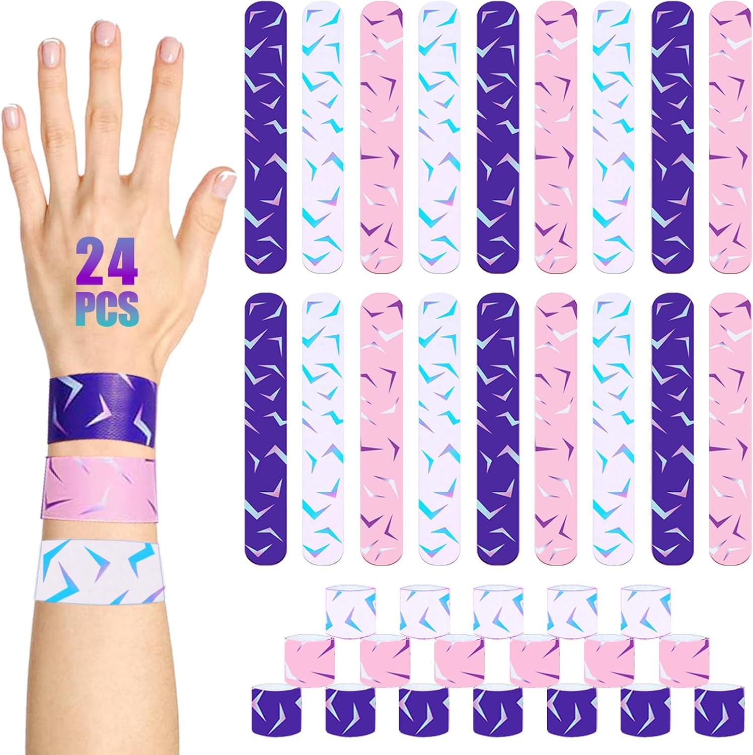 24Pcs Kpop Slap Bracelets, K-pop Party Favors for Birthday Decorations