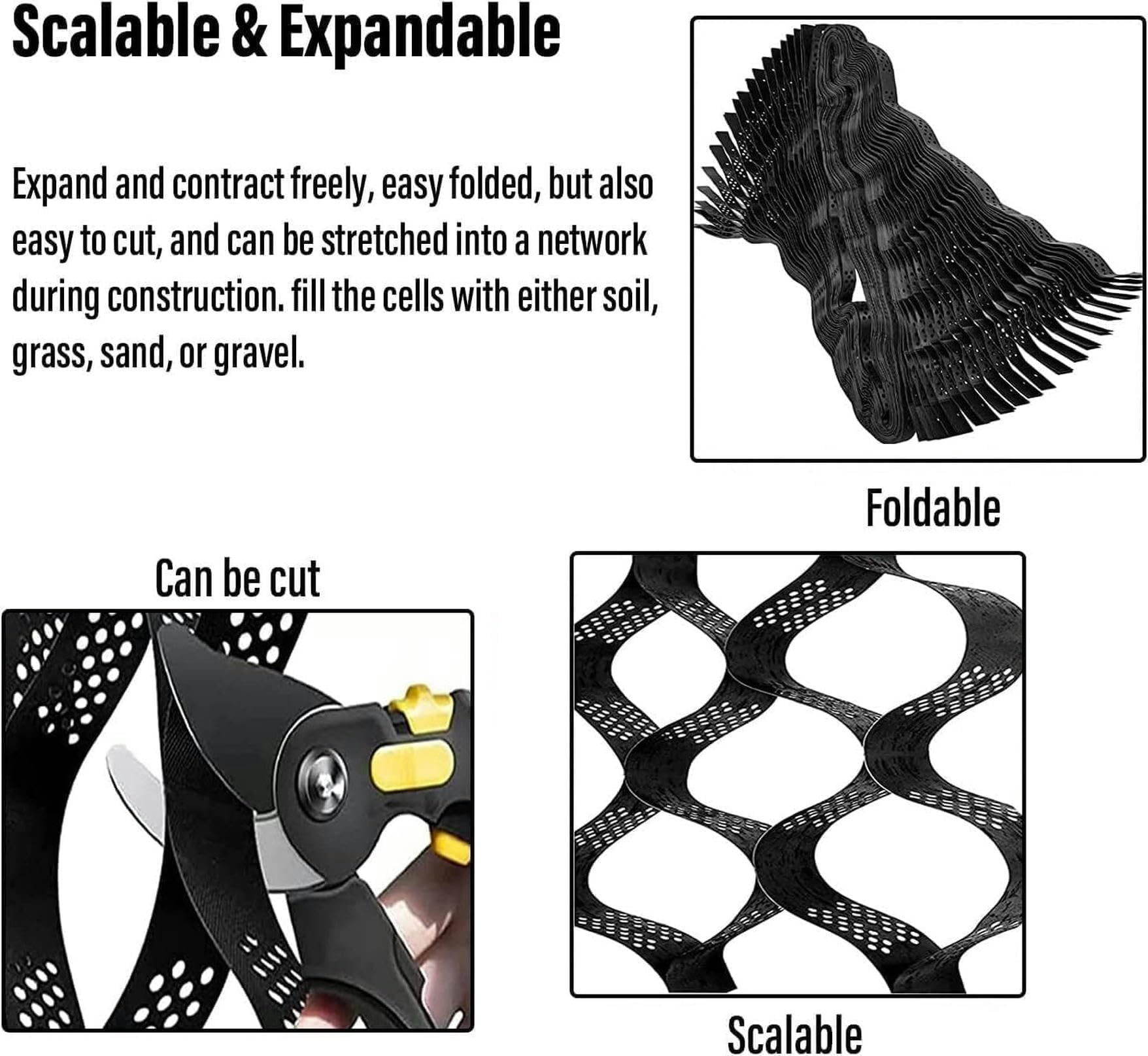 Pavimentazione a griglia di ghiaia per stabilizzazione del vialetto Sistema permeabile profondo 5 cm per patii vialetti leggeri per veicoli di parcheggio erba e aree di ghiaia.