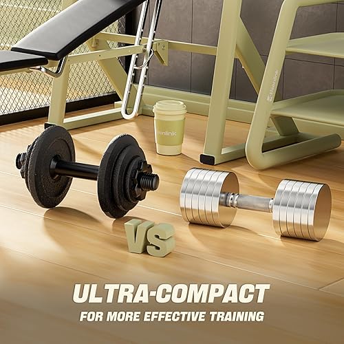 Miniatura 7 de Eisenlink Mancuernas de acero ajustables, juego de pesas libres de 4060 libras con conector, juego de mancuernas 2 en 1, entrenamiento de gimnasio