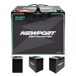 Newport 12V50Ah Deep Cycle Heavy-Duty Marine Battery, Lightweight & Sealed AGM, Trolling Motor Compatible