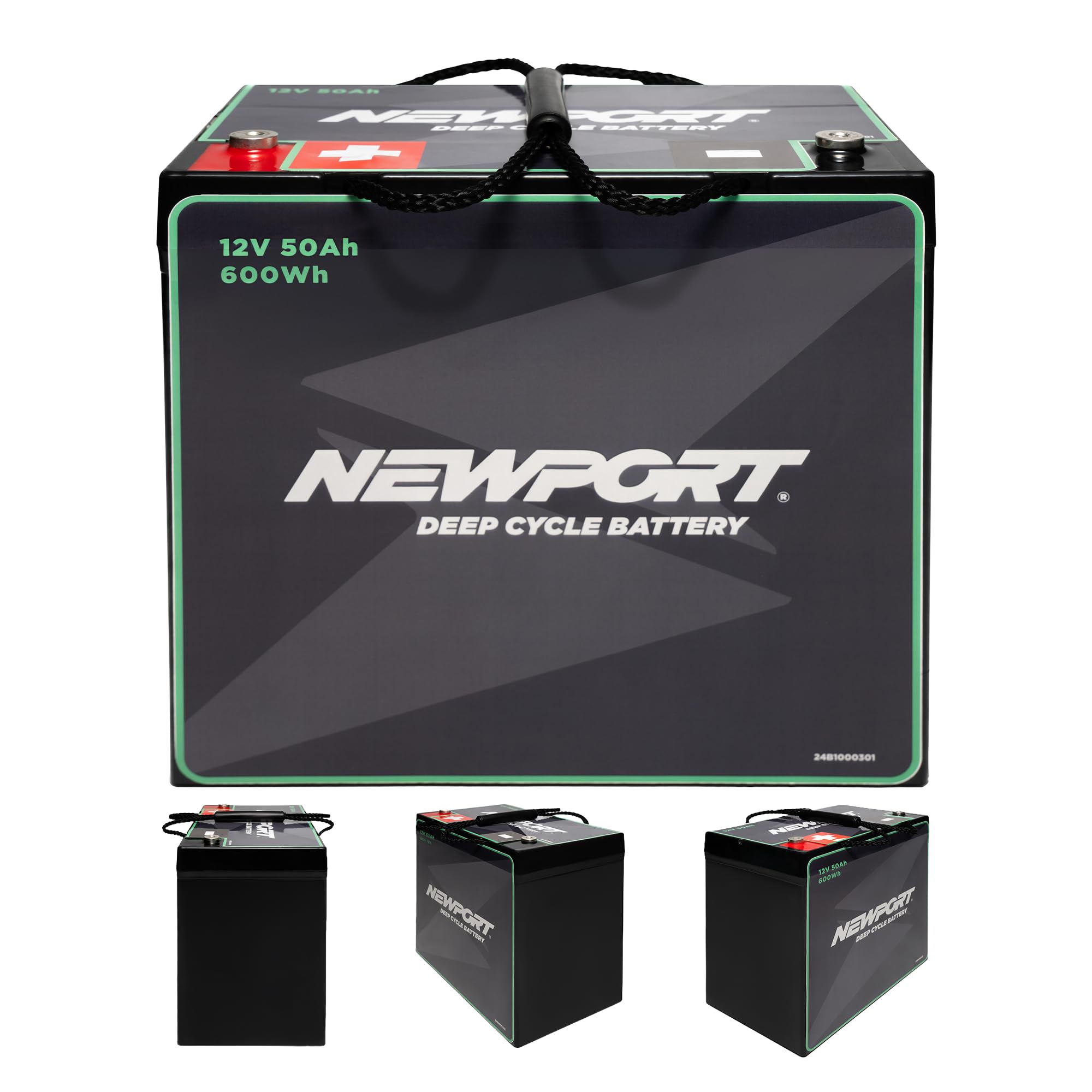 Newport 12V50Ah Deep Cycle Heavy-Duty Marine Battery, Lightweight & Sealed AGM, Trolling Motor Compatible