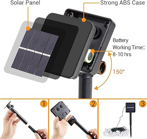Miniatura 8 de Tira de luces solares para exteriores, 50 LED, 24 pies con 8 modos de iluminación, luces solares impermeables de globo de cristal para exteriores,