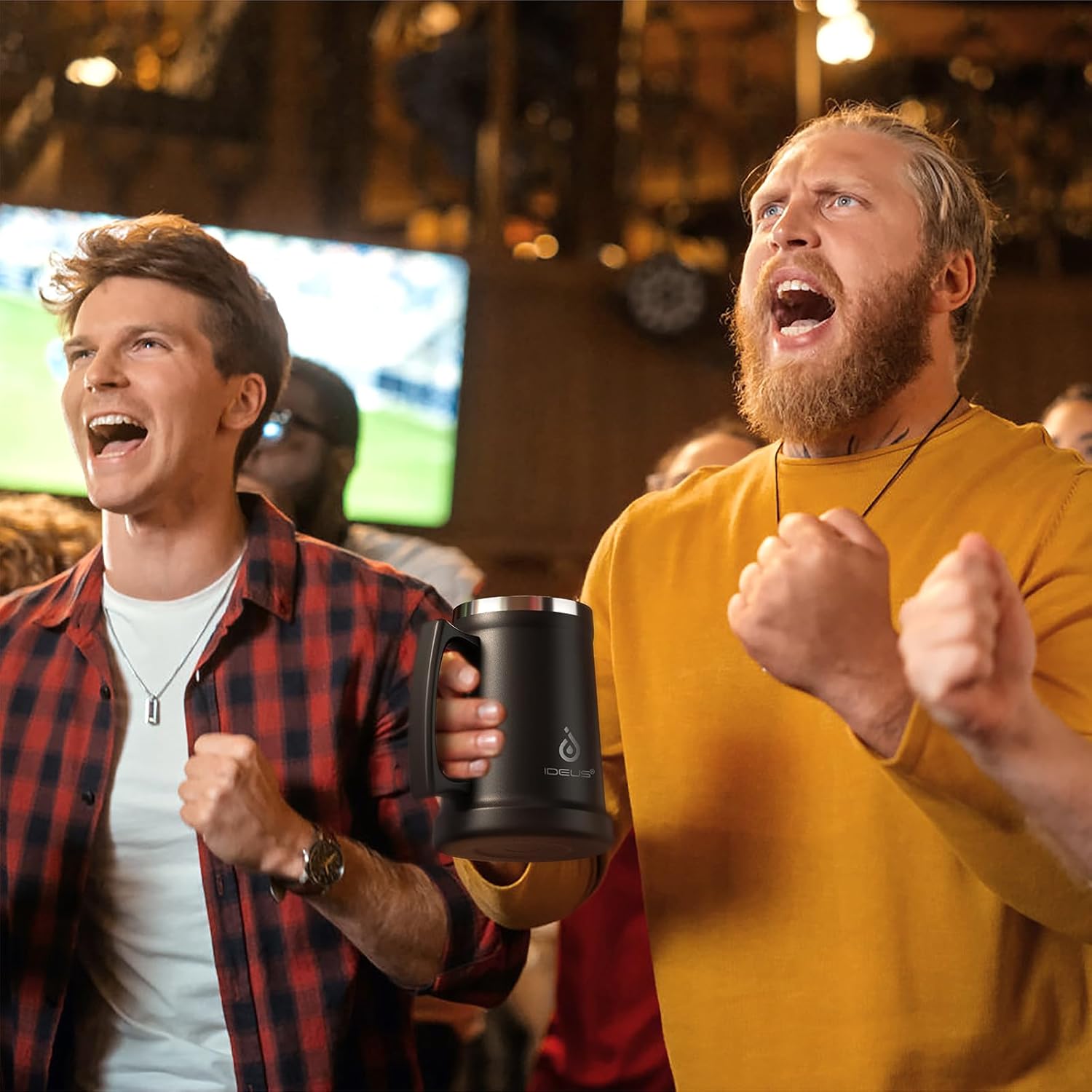 Ideus Insulated Beer Stein, 24/32oz Stainless Steel Double Walled Beer Mug Giant Bar Drinkware Metal Beer Cup with Big Grip Handle (Black, 24oz (710ml)) - Image 7