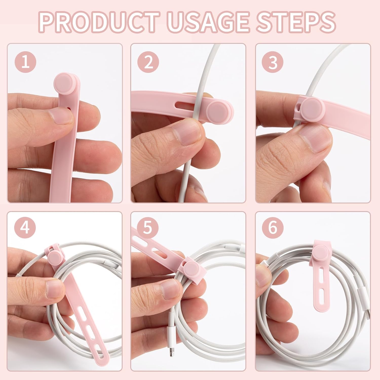 20 Pcs Silicone Cable Ties Data Cable Organizer with Locking Buckles, Reusable Adjustable High Elasticity Silicone Cord Ties for Charging Cables Electrical Electronics Cord Organizers