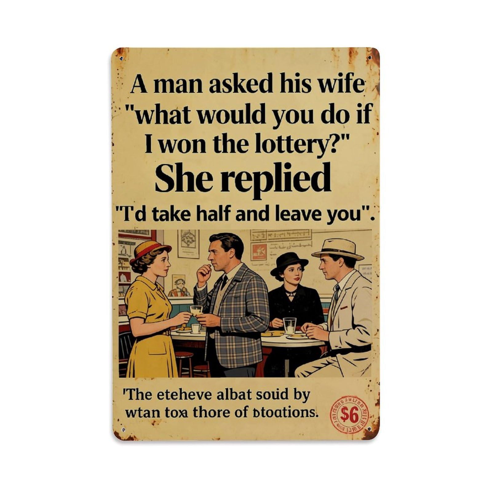 Jdfenggu Vintage Retro Advertisement Style Art Retro Metal Tin Sign, Decor Art Poster For Bar, Home, Man Cave, Kitchen, Laundry Room Gift 8X12inch