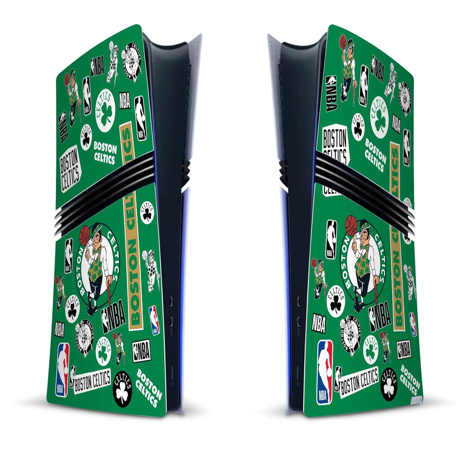 Head Case Designs Officially Licensed NBA Sticker Collage Boston Celtics Vinyl Sticker Gaming Skin Decal Cover Compatible With Sony PlayStation 5 PS5 Pro Digital Edition Console