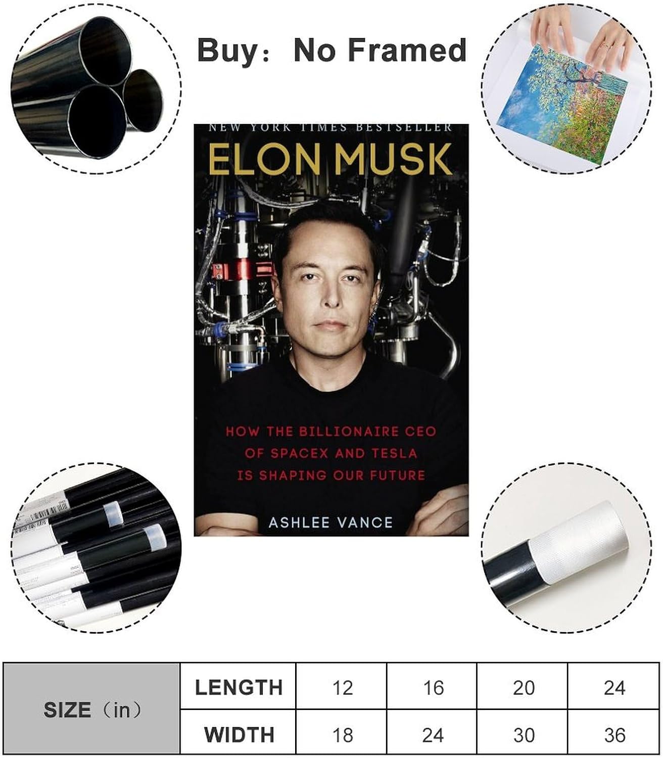 イーロン・マスクのアートポスター キャンバス ポスター 印刷 壁アート 油彩画 モダン ホーム装飾 誕生日ギフト すぐに掛けられます