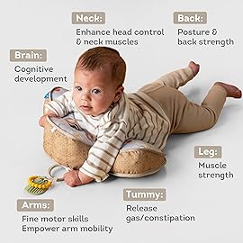 Taf Toys Tummy Time Toys Ergonomic Cushion & Teether for Infant Newborn Supportive Baby Tummy Time & Neck Strengthening Develops Muscles for Crawling Montessori Sensory Toy Tummy Time Toys 0-6 Months