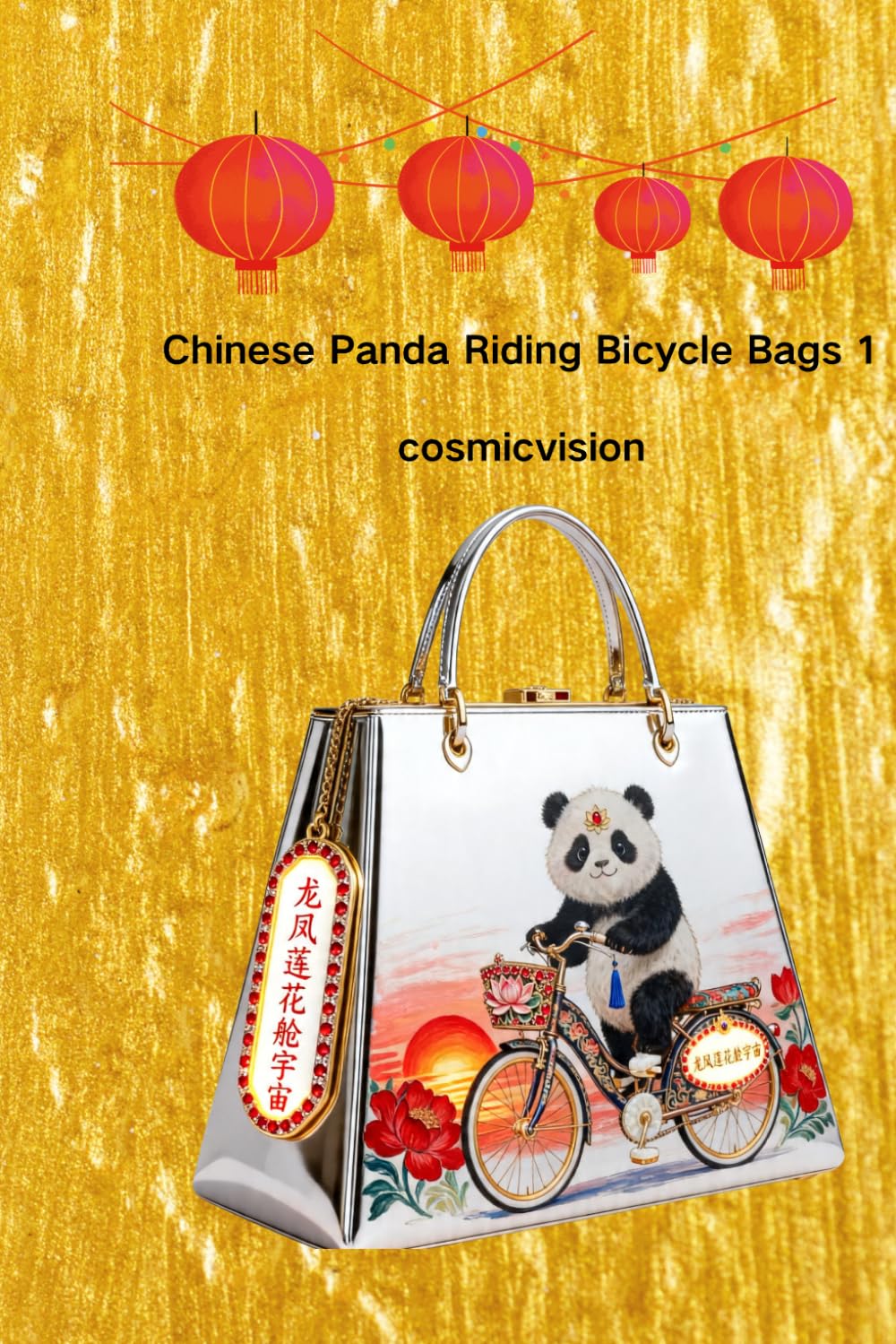 Chinese Panda Riding Bicycle Bags 1
