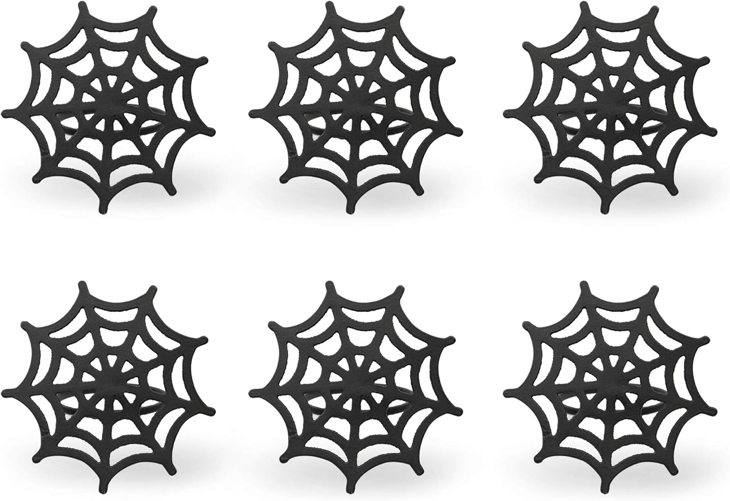 DII Halloween Napkin Rings Novelty Tabletop Décor Set, 3" Dia, Black Spider Web, 6 Piece