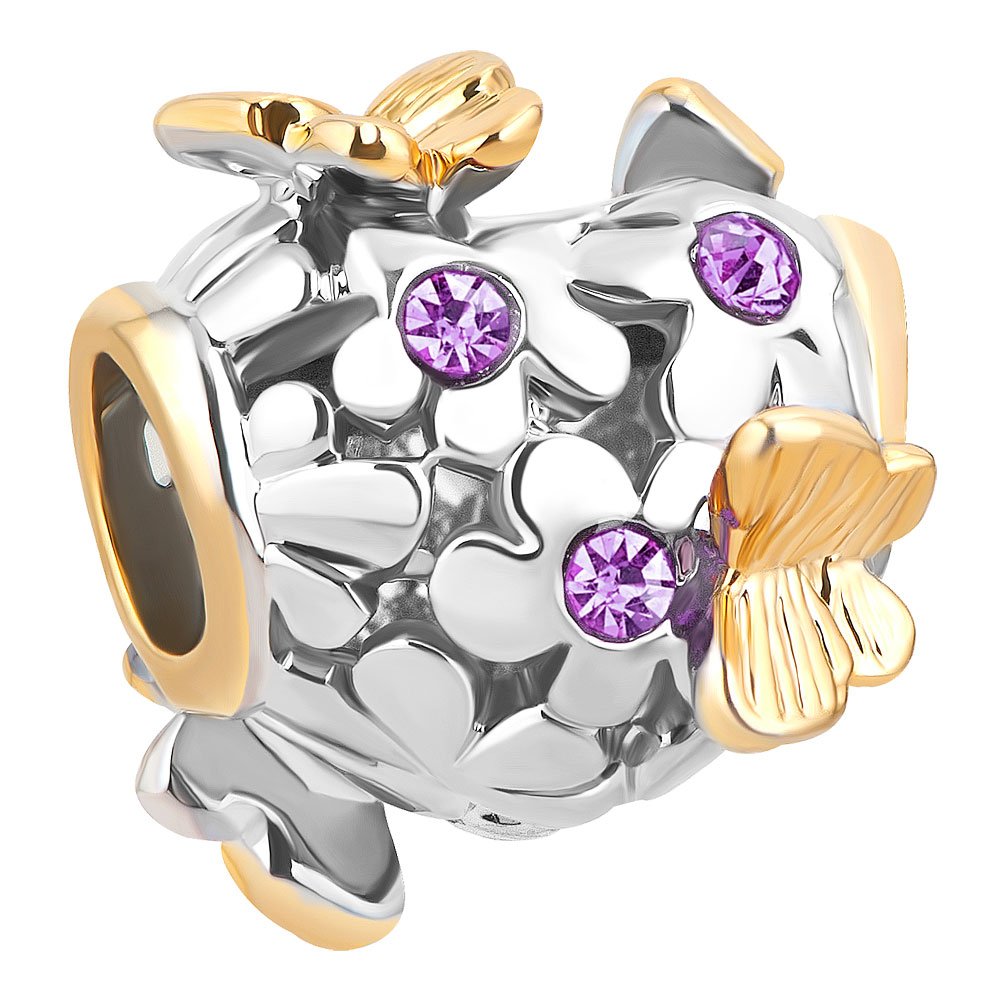 Q&LocketButterfly Flower Charm Filigree Spacer Charms for Bracelets