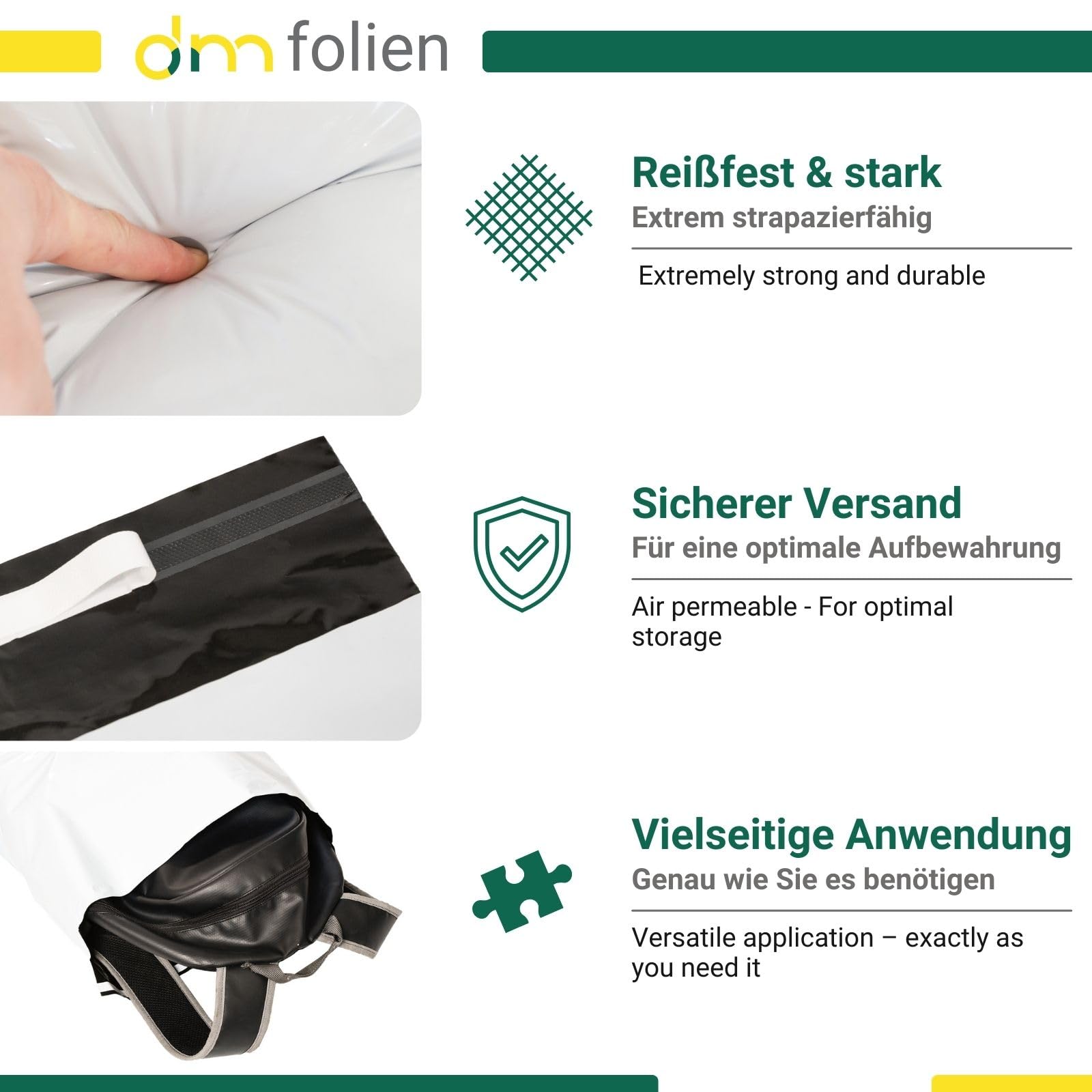 dm-folien gmbh 1000 Stk. Profi Coex Versandtaschen 165 x 220 mm I Reißfeste Versandbeutel für Kleidung & Textilien I Versandtüten selbstklebend & blickdicht I Plastiktüten Stärke 50 my