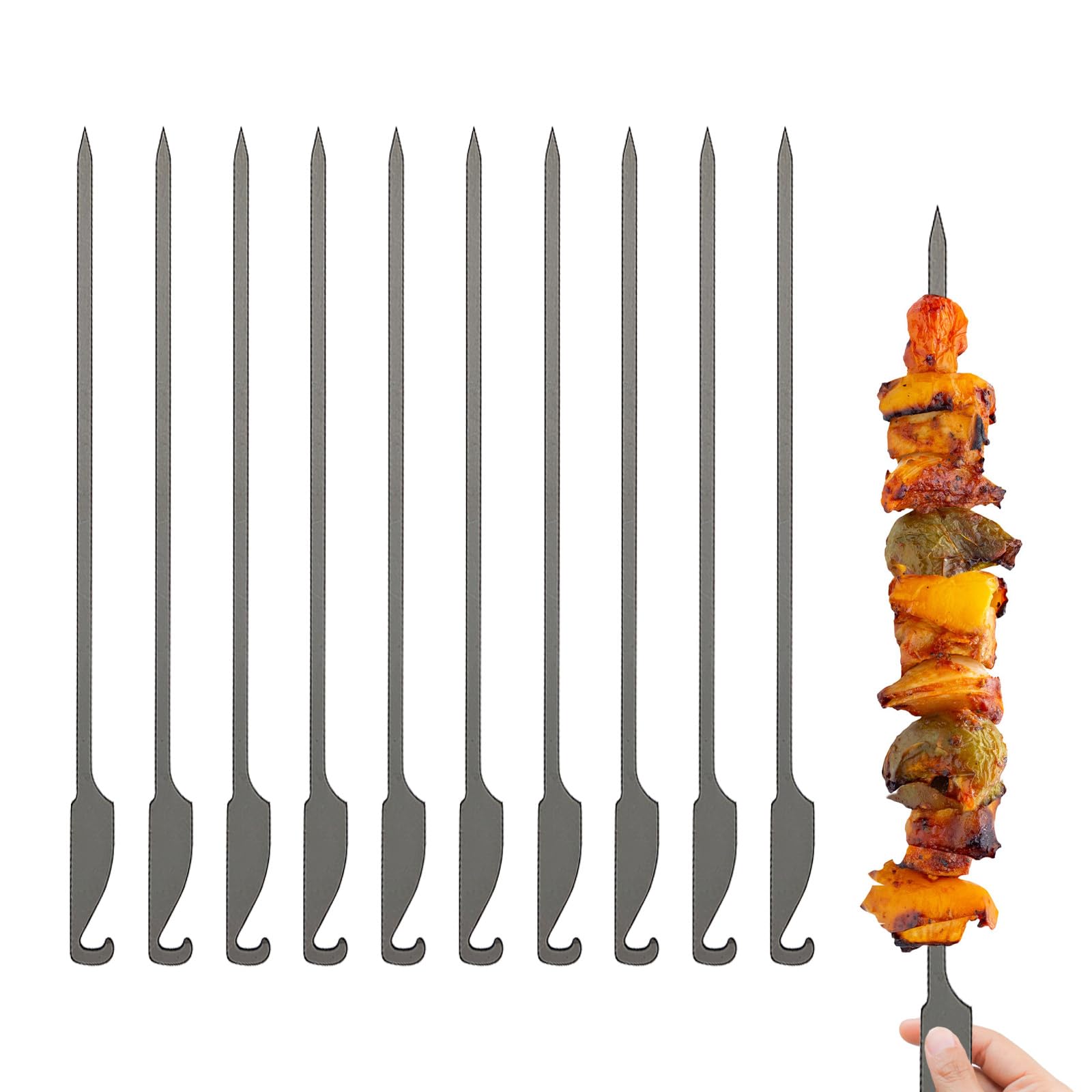 Spiedini da Barbecue Piatti, Spiedini di Kebab in Titanio Leggeri, Facili da Pulire per Cucinare all'aperto e Perfetti (25CM)