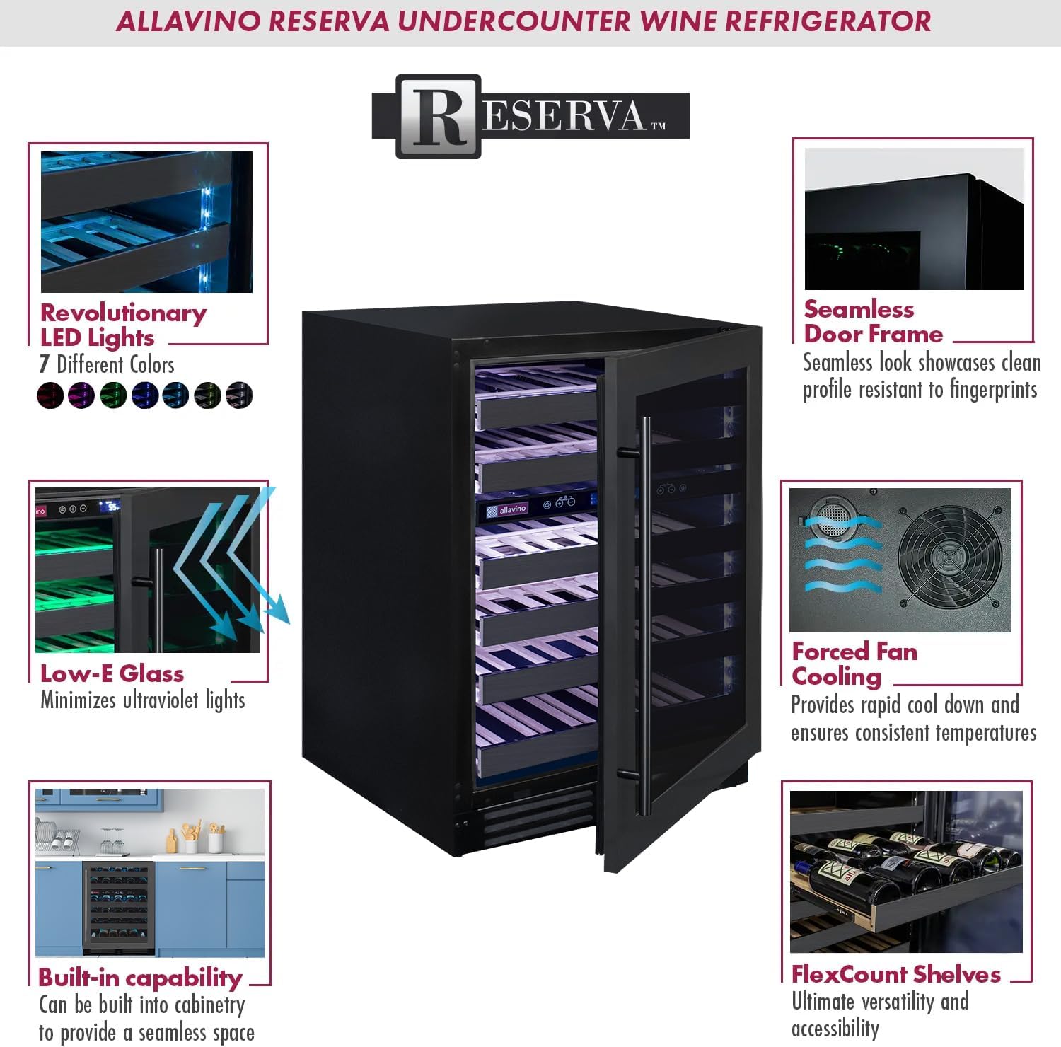 Allavino BDW5034D-2BSR Wine Refrigerator, 2 Zone, Right Hinge
