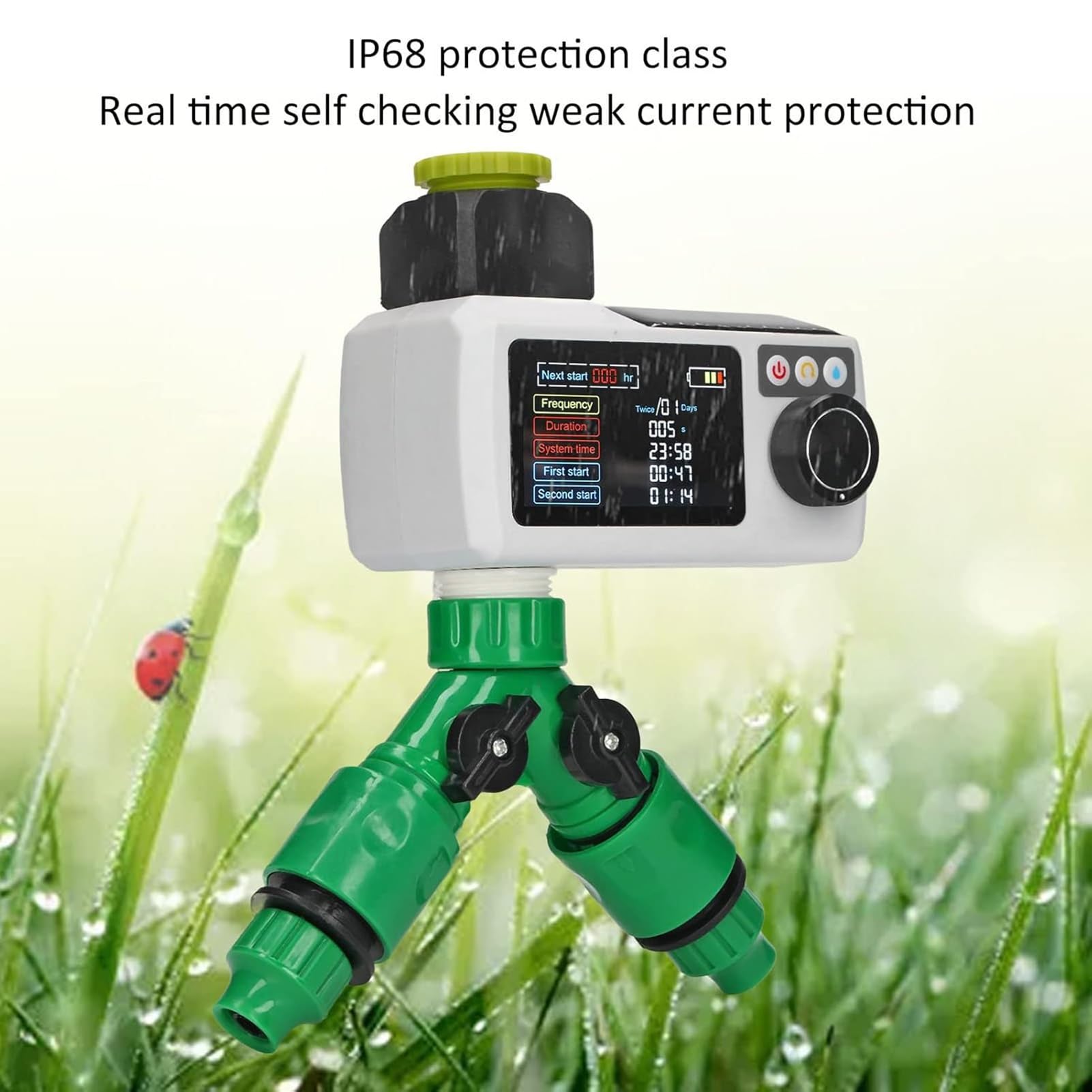 Timer for Irrigazione Solare, Sistema di Irrigazione con Ritardo Pioggia, Controller for Irrigazione, Timer for Rubinetto Esterno da Giardino for Prato, Giardino e Patio